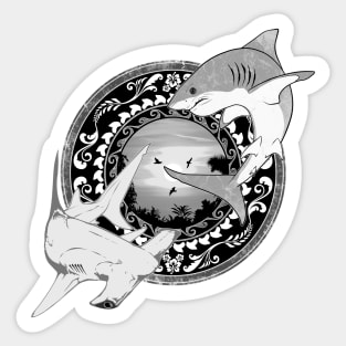 White Shark and Hammerhead Shark Dive Polynesia Sticker